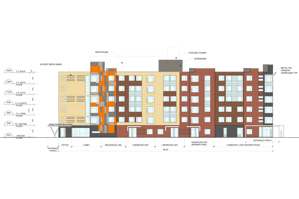 North elevation presentation drawing for Southdale