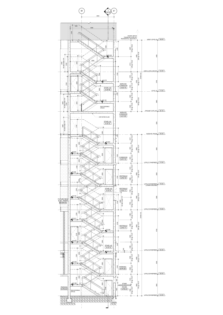 Stair section coordination drawing for The Well