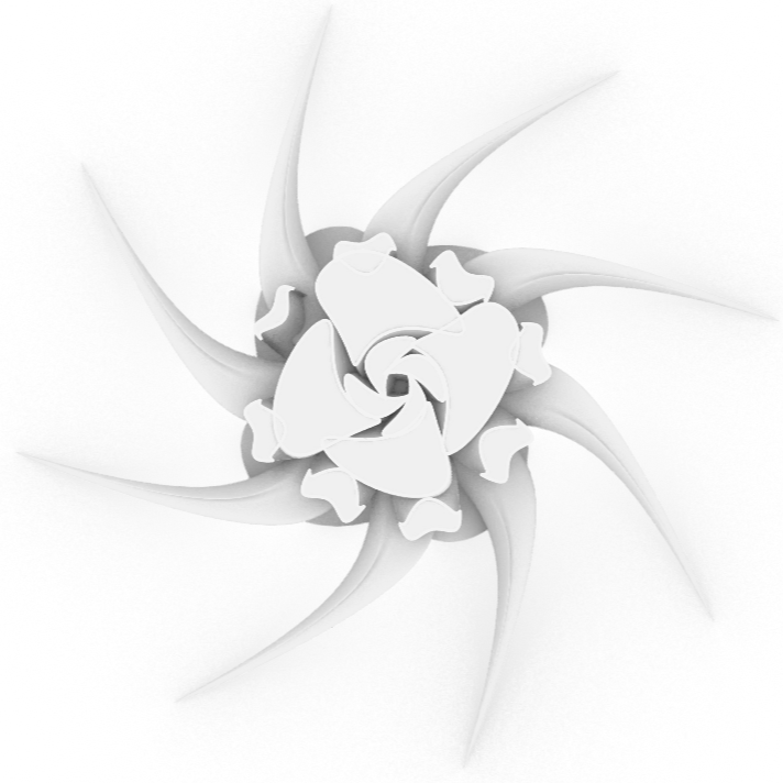 Plan diagram reducing the flower into petal-like room forms.