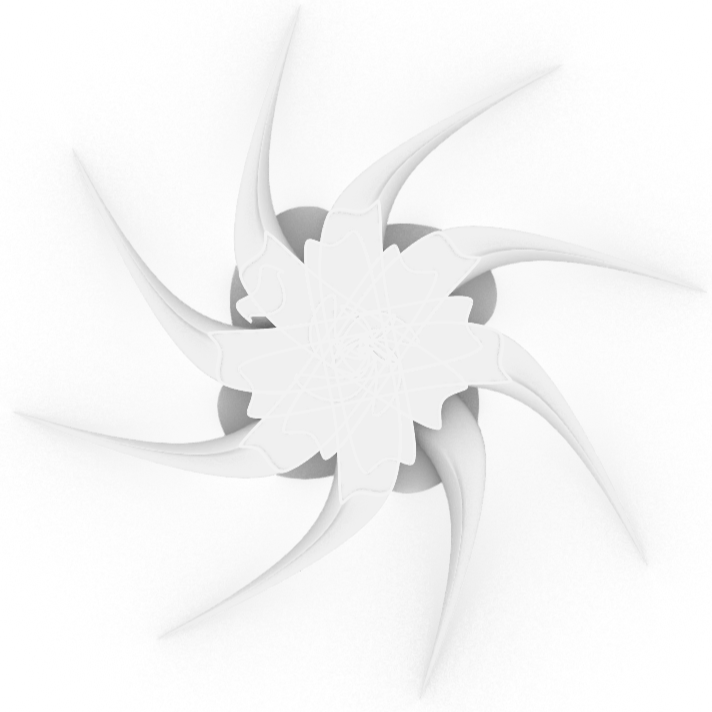 Plan diagram carving voids through the petal-based form.