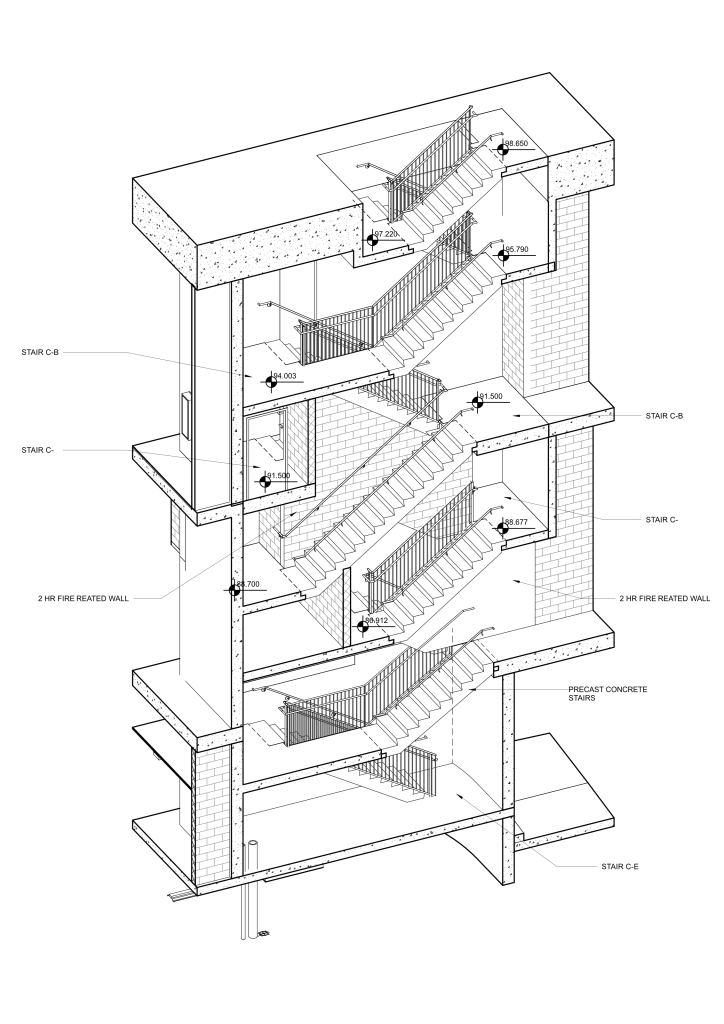 Building C stair isometric drawing for The Well