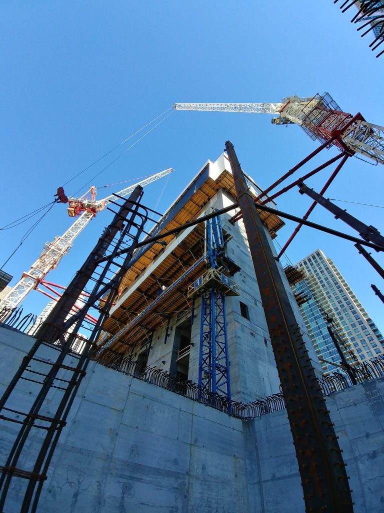 Crane and formwork view during CIBC Square construction