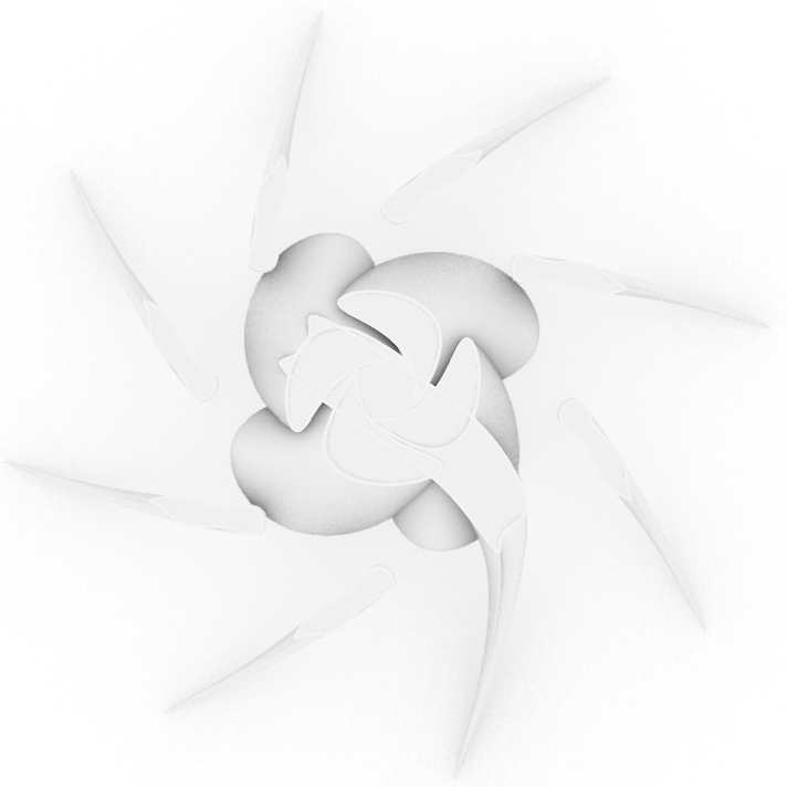 Plan diagram showing structural petals around the central hall.