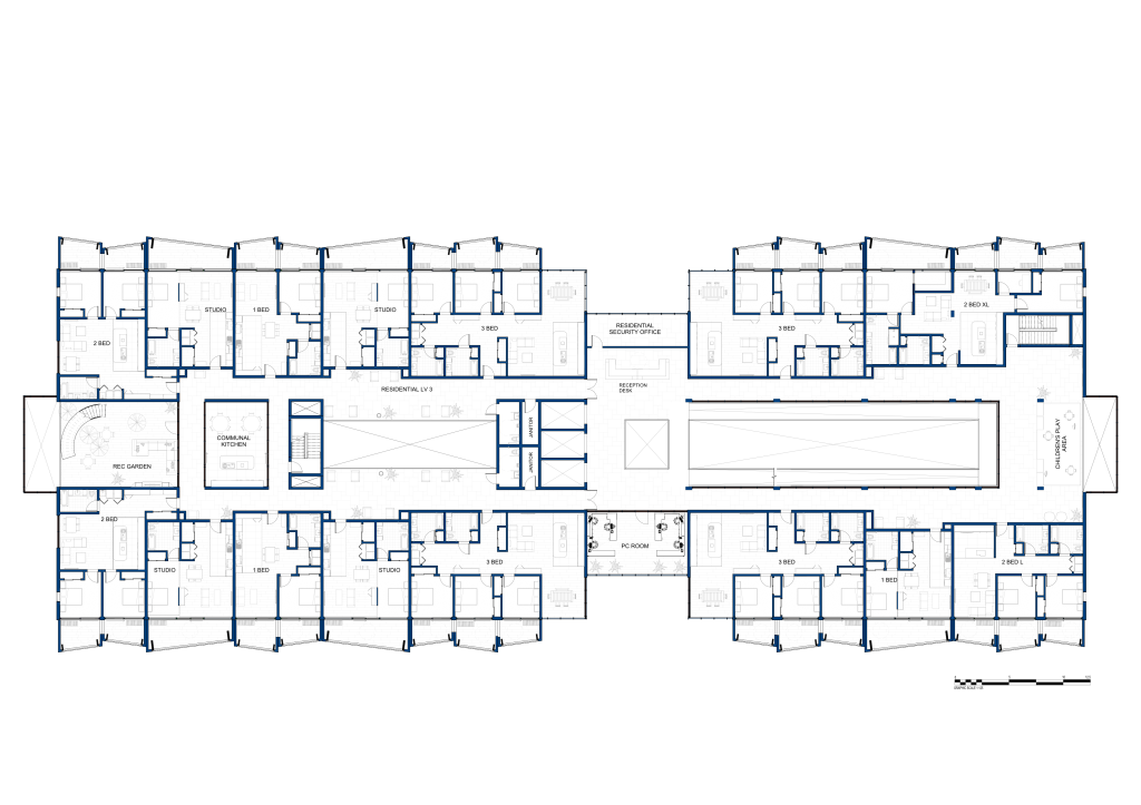 Level three residential floor plan.
