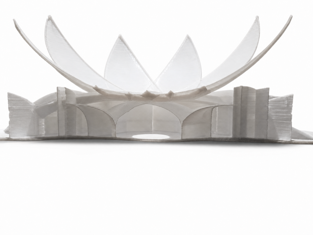 Physical model view from below showing structure and filtered light.