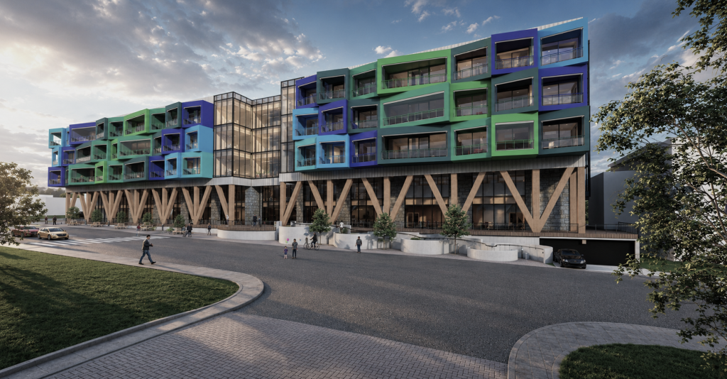 Exterior entrance render.
