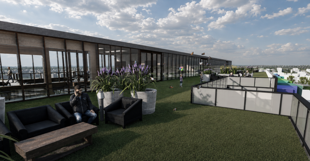 Rooftop terrace view.