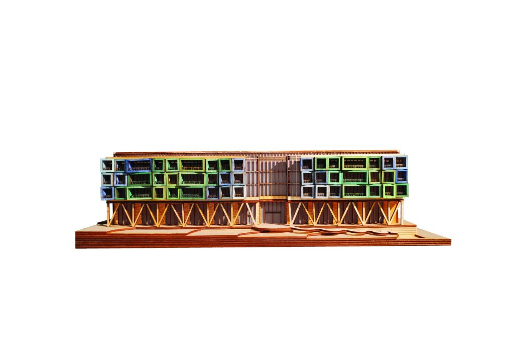 Long physical model elevation.