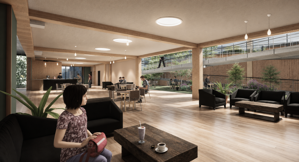 Cafe interior render.